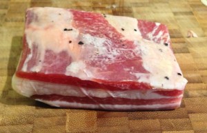 A beautiful slab of pancetta, the Italian version of bacon