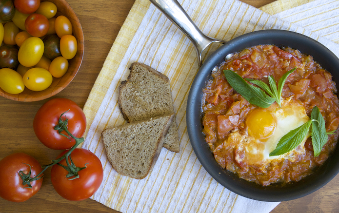 Shakshouka - Eggs Poached in a Spicy Tomato Sauce