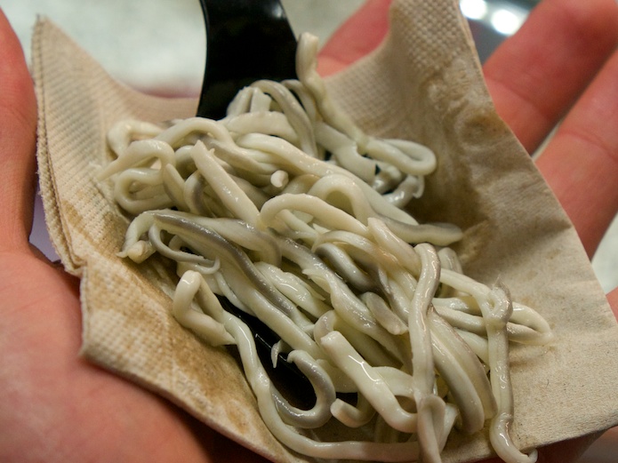 Gulas - mock angulas that taste and feel like spaghetti with a hint of seafood