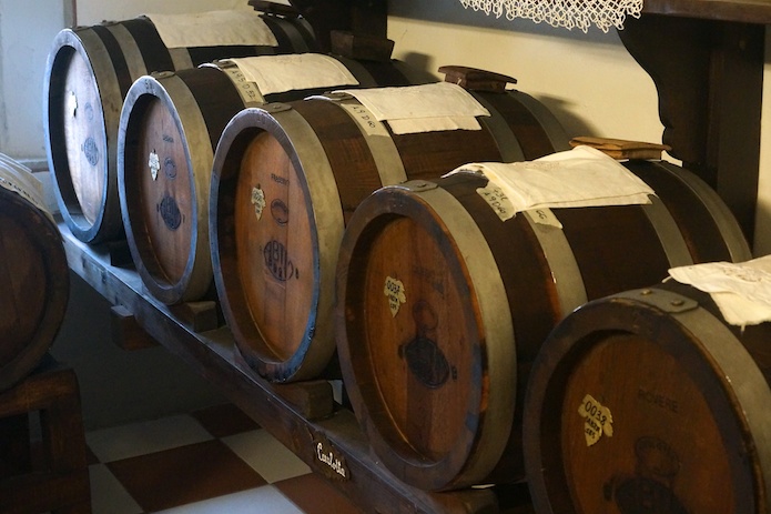 Some of the many barrels in Giorgio's attic, all full with balsamic vinegars of various ages. 